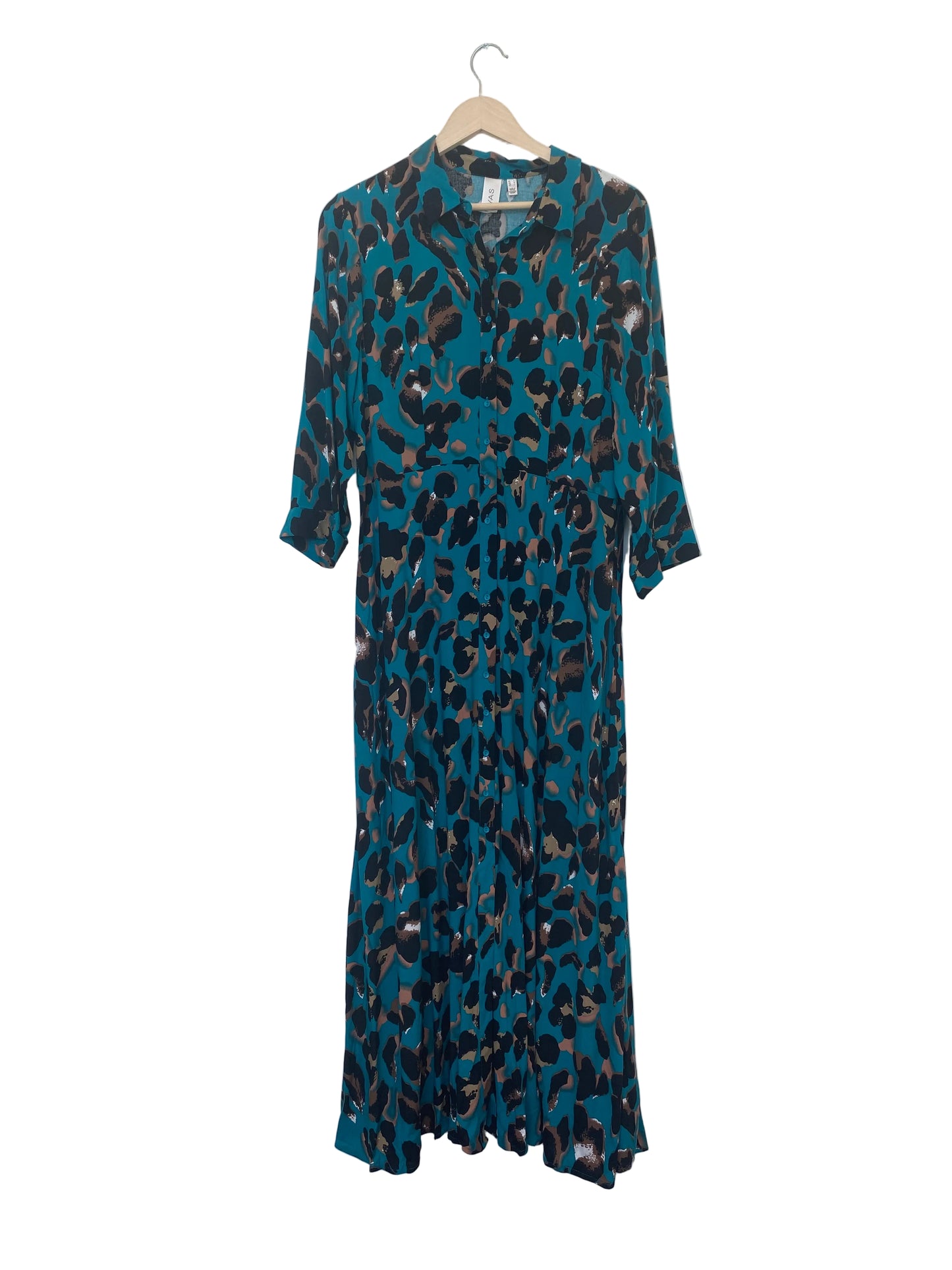 YAS Savanna long shirt dress turkis leopard