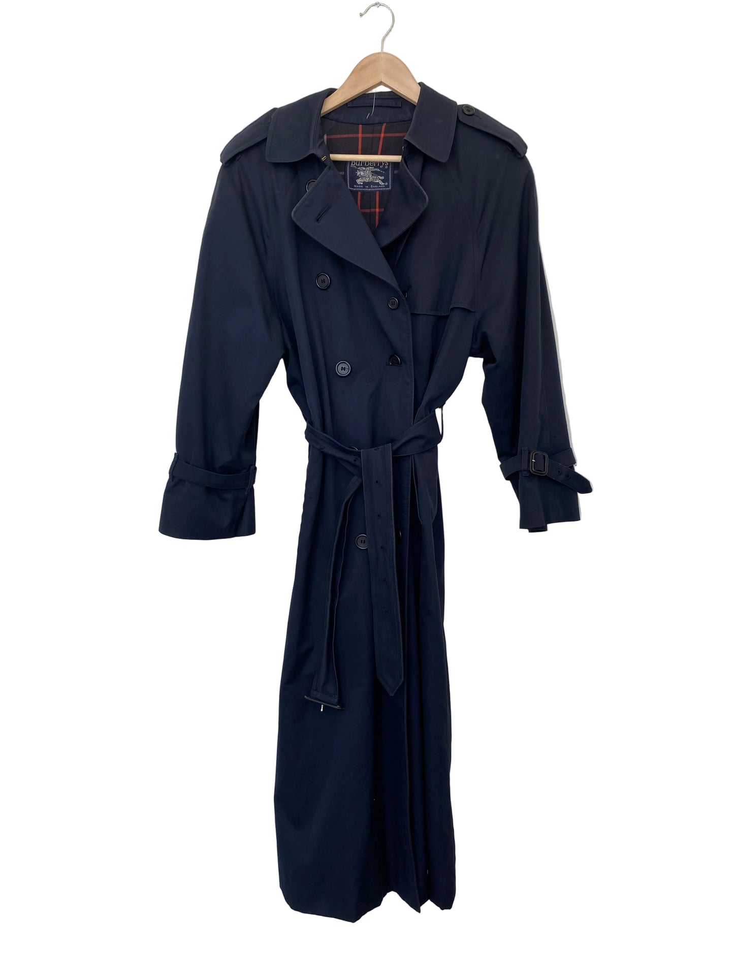 Burberry vintagefrakk med belte navy