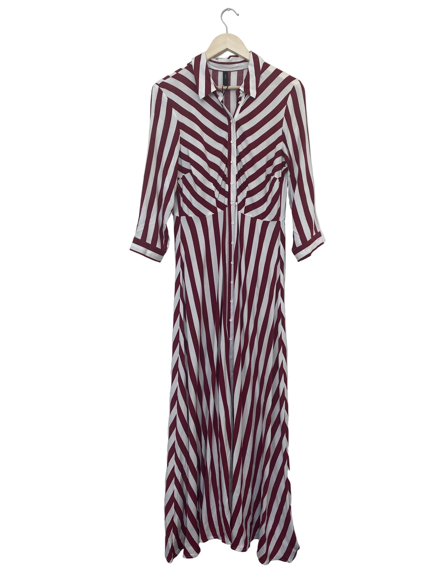 YAS Savanna long shirt dress burgunder stripet