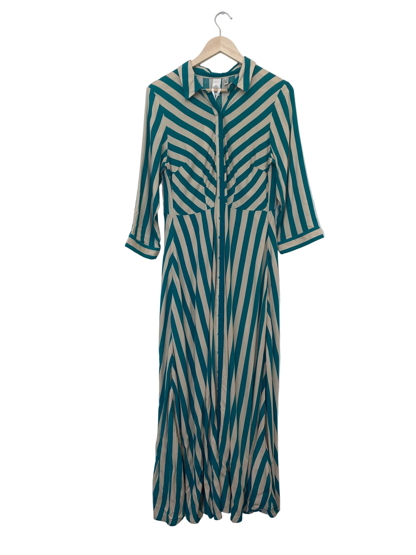 YAS Savanna long shirt dress turkis/beige stripet